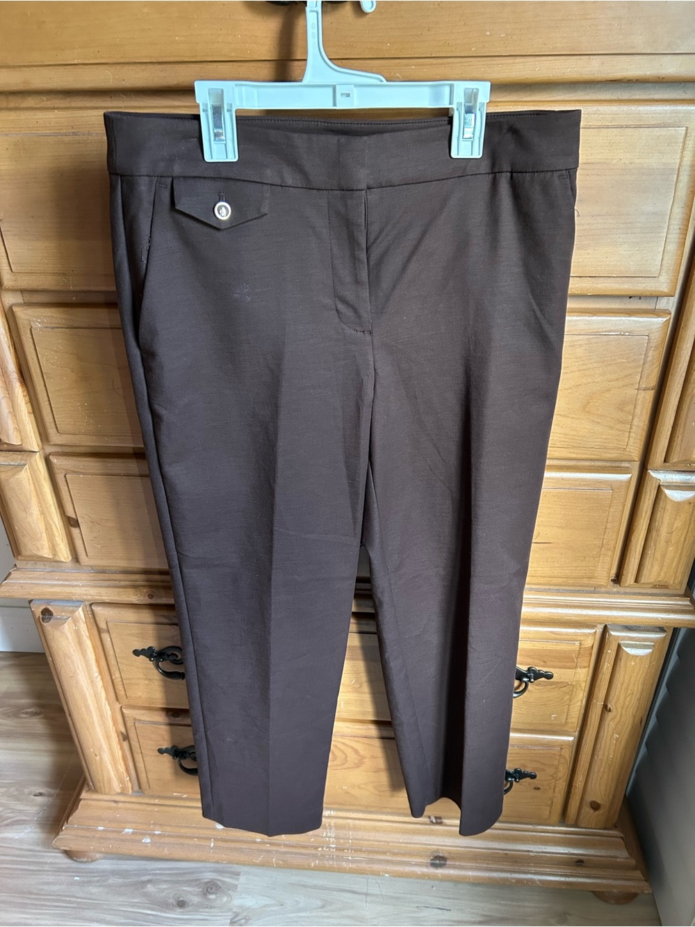 LOFT Brown Cropped Ankle Pants, Curvy 8